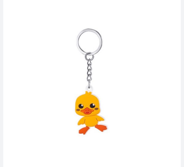 Cartoon Yellow Orange Duck Silicone Keychain 