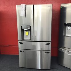 New Scratch And Dent LG 29 Cu Ft Stainless Steel Grab And Go 5 Door Fridge. 1 year Warranty 