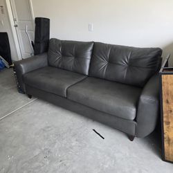 Gray Faux Leather Sofas