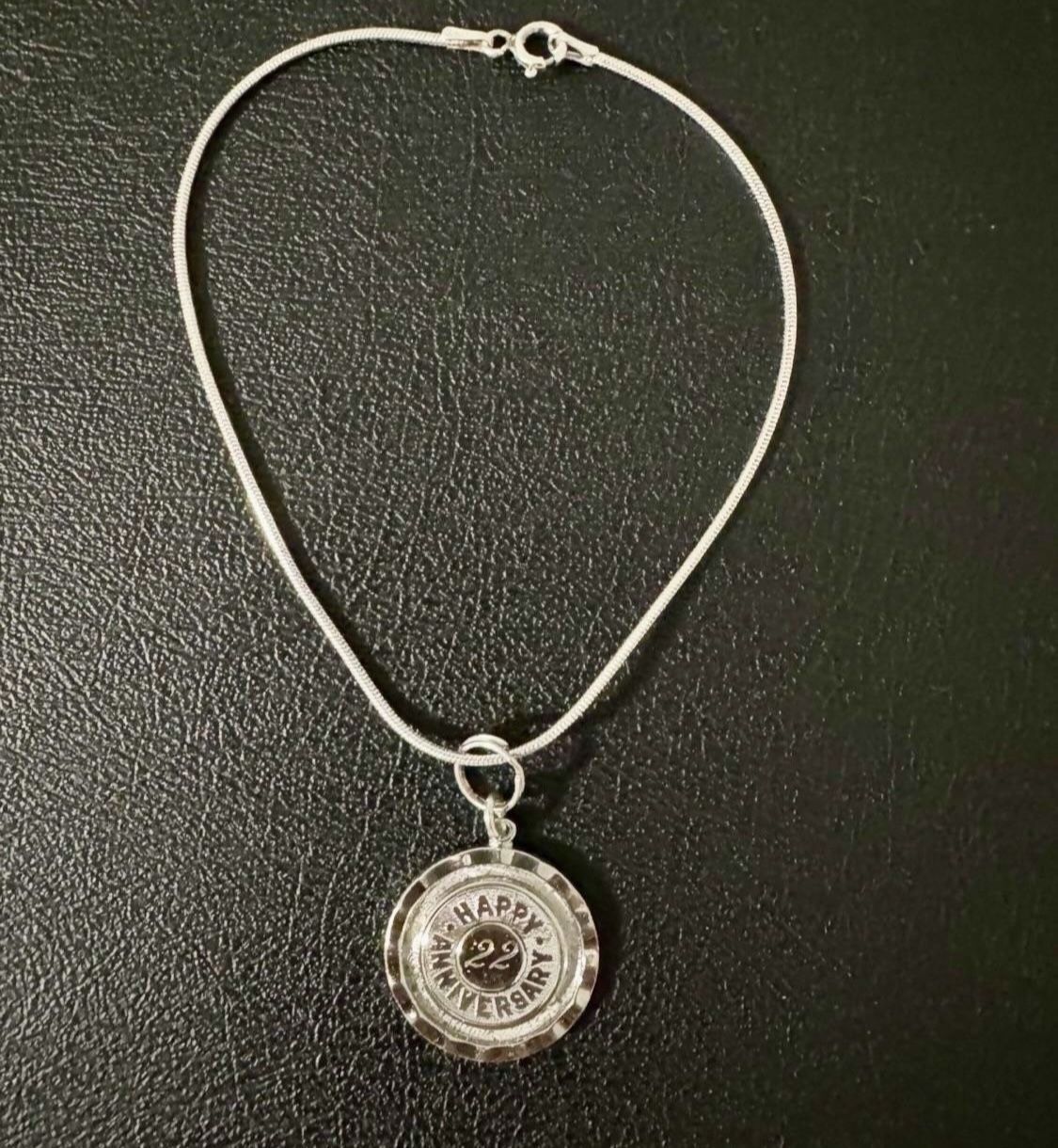 Sterling silver 925 Italy bracelet pendant anklet happy 22 anniversary  Chain approximately 9 inches long