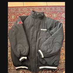Vintage Reebok Oakland Raiders Jacket Black And Silver Mens Size XL, Las Vegas, Los Angeles, Jacobs, Bo Jackson, Adams, Carr 