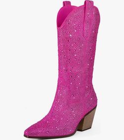 Hot Pink Rhinestone Cowboy Boots