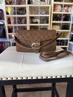Brown  coach tabby purse with cherry charm