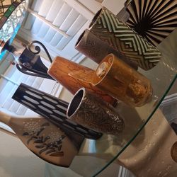 Flower Vases  All For 30.00 Or Price Separately  21" Pedostol Glass Vase  Is 10.00