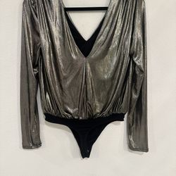 Metallic  Long Sleeves Bodysuit 