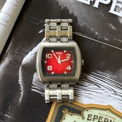 Fossil Big Tic Red Vintage 45 Mm For Men