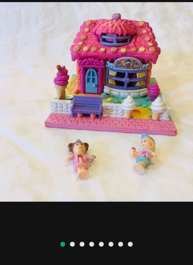 Rare vintage Polly Pocket Ice cream shop 1995. Comes with two figures with ice cream cone and scooper. Gently used and loved in great condition. $120