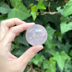 100% Natural Rose Quartz Sphere with Rainbow - Star Rose Quartz Sphere - Healing Crystal Sphere #4 - 41mm