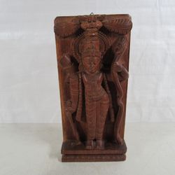Hindu God Lord Rama Hand Crafted Wood Folk Art Wall Decor 12"
