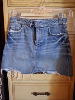PAIGE distressed denim mini skirt, size waist 24