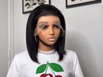 12” Straight Bob Lace Front Wig – 100% Human Hair