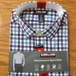 NWT Kirkland Signature Men's Performance Sport Shirt size M 15-15.5  32/33
