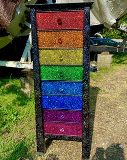 Tall 8 Drawer Rainbow Glitter Dresser for Sale in Covington, WA - OfferUp