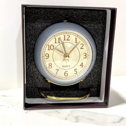 Quartz Desk/Travel Alarm Clock with Stand — Compact Vintage Style Timepiece