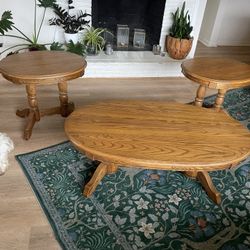 Oak End Tables And Coffee Table 