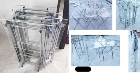 Set of 6 Acrylic Folding Tray Tables Lucite Style