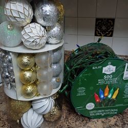 120 Ornaments.114 Feet Lights. Light Up Angel. NEW