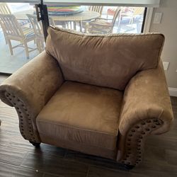 Oversized Tan Leather Chair