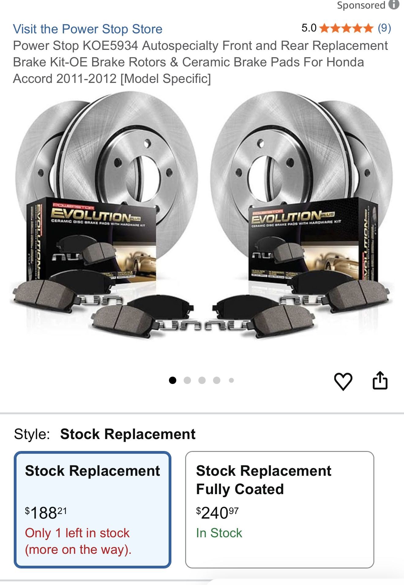 Breaks And Rotors 2008-2012 Honda Accord 