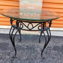Vintage Ironwork And Glass Table