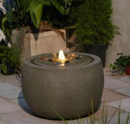 1014 Garden Water Fountain Outdoor Bubbler Water Feature Indoor with Lights & Pump and Pebbles Waterfall Fountains Concrete Effect for Patio Deck Yard