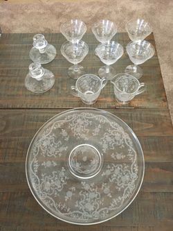 Vintage Fostoria Brand Etched Crystal Romance Pattern