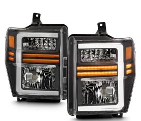 08-10 Ford F-250 F350 Super Duty Black LED Strip Headlights