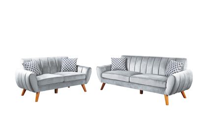 Brand new dark gray or light gray velvet mid century 82" sofa + 60" loveseat 2PCS set