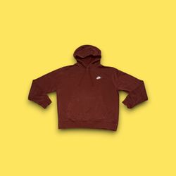Nike sportswear club fleece pullover hoodie brown men’s medium 