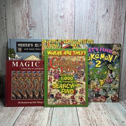 WHERE ARE THEY CHRISTMAS FUN,Waldo,Elvis,Pokemon,Magic Eye.5 Books.Ships 24 Hrs