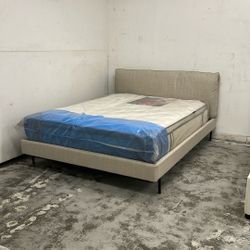 Queen Size Platform Bed Frame With Pillow Top Headboard Closeout Sale!