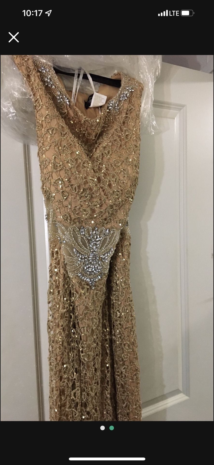 Beautiful Gold with Silver Sequins and rhinestone Dress