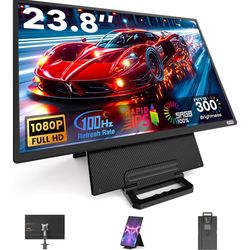 ☆ 24" Large Portable Monitor Laptop Screen Extender 1080P FHD 100HZ IPS, Travel Monitor for Work Home Gaming, Landscape & Portrait Display, Compatible