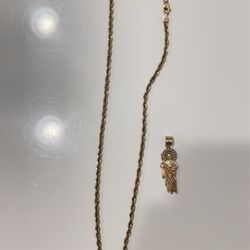 10k Rope Chain With 10k San Judas Charm 3.7 Grams