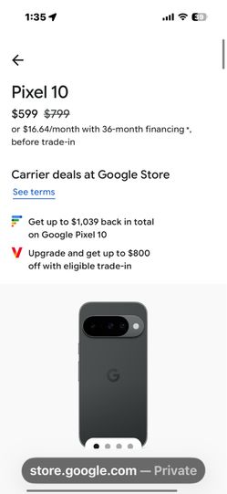 Google Pixel 10 Obsidian 128GB Smartphone Locked