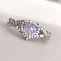 Pink Opal Ring 🌸 925 Sterling Silver  Size 6 3/4-7