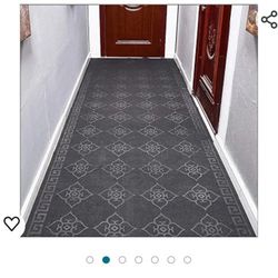 Corridor Carpet, Machine Washable Heavy Duty Quality Non Slip Black PVC Backed Mat 90x300cm