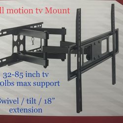 New Full Motion Tv Wall Mount / Up To 85 In Tv / 180lbs Max Support / Extend/tilt/ New In Box/ Price Is Firm