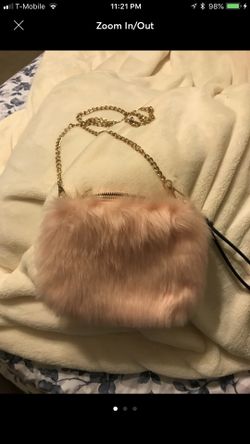 Pink faux fur bag