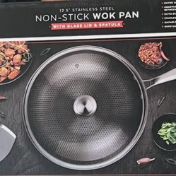 12.5” Non-Stick Wok Pan.  NEW IN BOX!