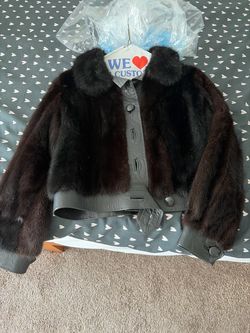 Short mink and leather jacket