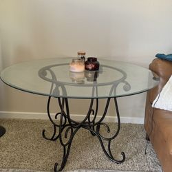 Round Glass & Wrought Iron Table – Super Cute & Sturdy