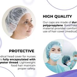 Molnlycke Annie Bouffant Cap, Large, Blue - 150/Box