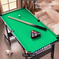 Pool Table, Portable Billiard Table for Kids and Adults, Mini Billiards Game Tables W/ 2 Cue Sticks, Full Set of Balls, Triangle, Chalk, Brush for Fam