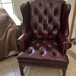 Vintage Burgundy Leather Office Chair