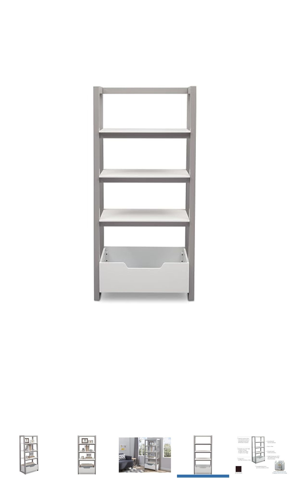 Delta Children Ladder Shelf, White/Grey
