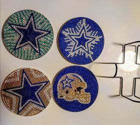 4 diamond art Dallas cowboys coasters with holder