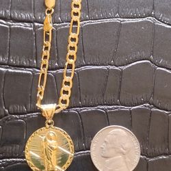 Small Religious Coin Pendant And Chain Set 