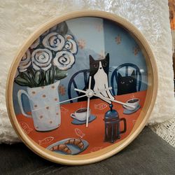 Cats Wall Clock - Orange and Blue