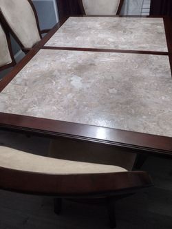 Dining Table with Marble-Look Top